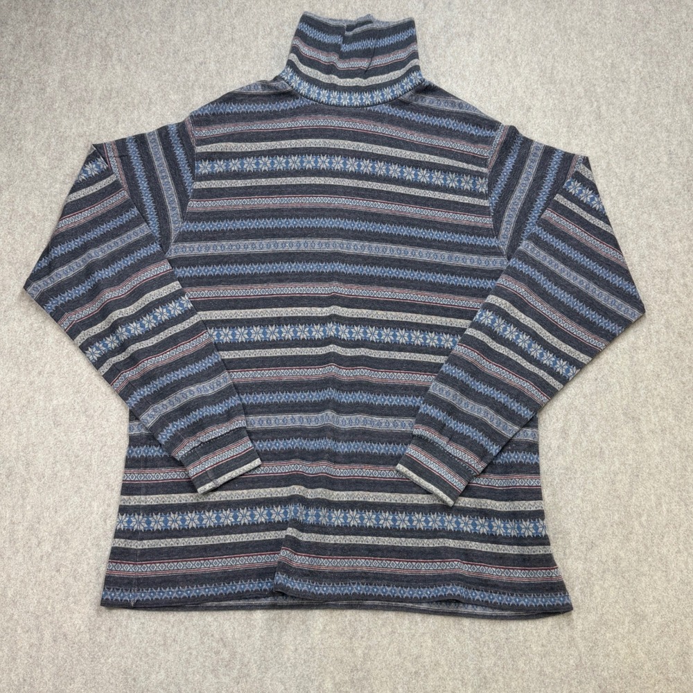 Vintage Lands End Fair Isle Turtleneck Mens XL Blue Nordic Gorpcore Heritage USA
